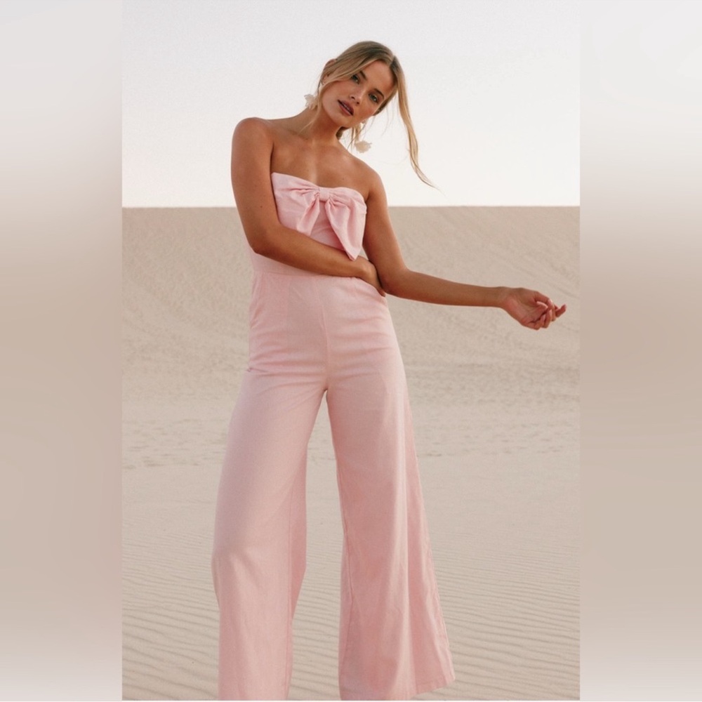 Petal & Pup Blush Pink Strapless Jumpsuit